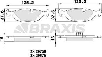 Braxis AA0361 - Brake Pad Set, disc brake autospares.lv