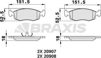 Braxis AA0300 - Brake Pad Set, disc brake autospares.lv