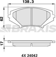 Braxis AA0303 - Brake Pad Set, disc brake autospares.lv