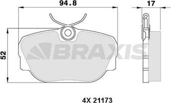 Braxis AA0319 - Brake Pad Set, disc brake autospares.lv