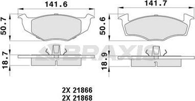 Braxis AA0316 - Brake Pad Set, disc brake autospares.lv