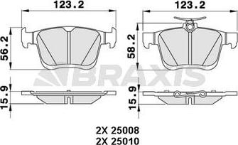 Braxis AA0317 - Brake Pad Set, disc brake autospares.lv