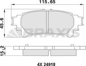 Braxis AA0385 - Brake Pad Set, disc brake autospares.lv