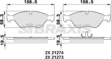 Braxis AA0336 - Brake Pad Set, disc brake autospares.lv