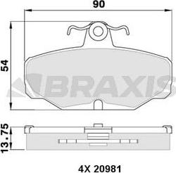 Braxis AA0325 - Brake Pad Set, disc brake autospares.lv