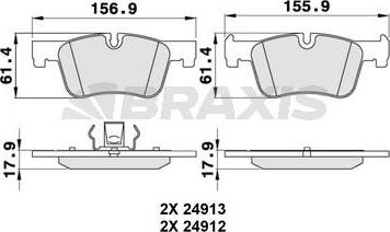 Braxis AA0245 - Brake Pad Set, disc brake autospares.lv