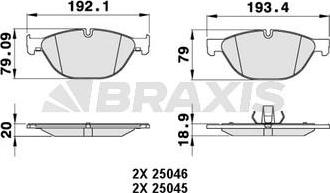 Braxis AA0240 - Brake Pad Set, disc brake autospares.lv