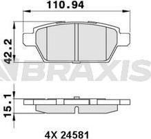 Braxis AA0289 - Brake Pad Set, disc brake autospares.lv