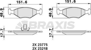 Braxis AA0287 - Brake Pad Set, disc brake autospares.lv