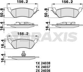 Braxis AA0237 - Brake Pad Set, disc brake autospares.lv