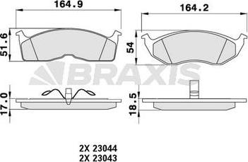 Braxis AA0225 - Brake Pad Set, disc brake autospares.lv