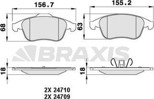 Braxis AA0222 - Brake Pad Set, disc brake autospares.lv