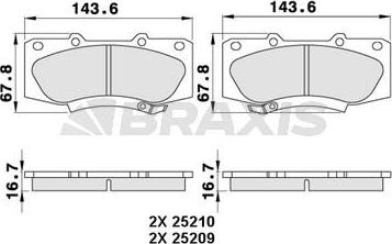 Braxis AA0277 - Brake Pad Set, disc brake autospares.lv