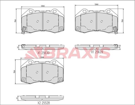 Braxis AA0746 - Brake Pad Set, disc brake autospares.lv