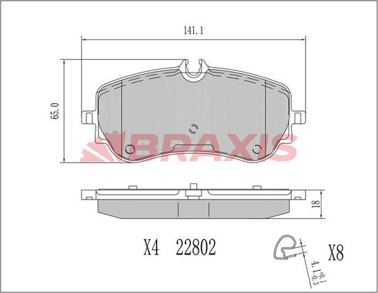 Braxis AA0703 - Brake Pad Set, disc brake autospares.lv