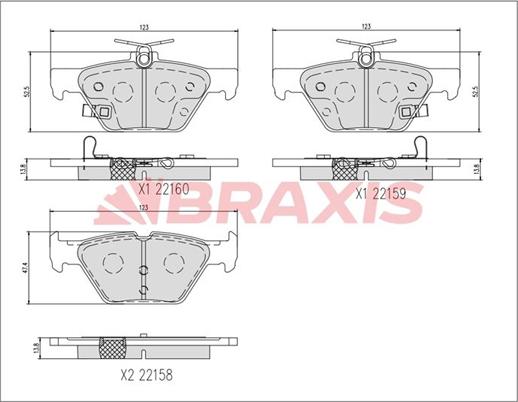 Braxis AA0732 - Brake Pad Set, disc brake autospares.lv