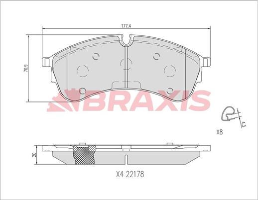 Braxis AA0720 - Brake Pad Set, disc brake autospares.lv