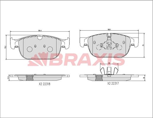 Braxis AA0727 - Brake Pad Set, disc brake autospares.lv