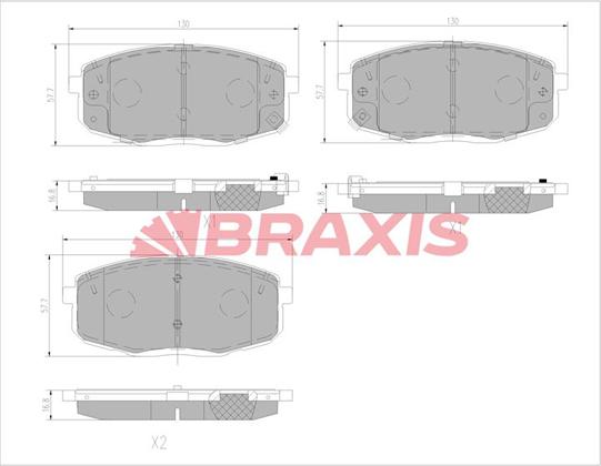 Braxis AA0771 - Brake Pad Set, disc brake autospares.lv
