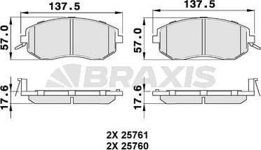 Braxis AB0491 - Brake Pad Set, disc brake autospares.lv