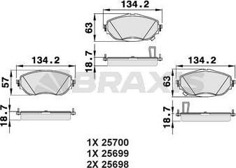 Braxis AB0493 - Brake Pad Set, disc brake autospares.lv