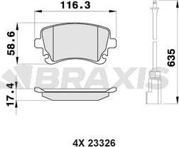 Braxis AB0448 - Brake Pad Set, disc brake autospares.lv