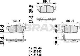 Braxis AB0455 - Brake Pad Set, disc brake autospares.lv