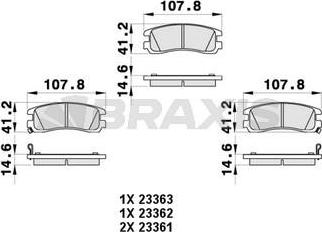 Braxis AB0460 - Brake Pad Set, disc brake autospares.lv