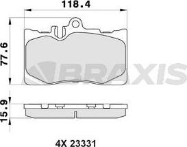 Braxis AB0468 - Brake Pad Set, disc brake autospares.lv