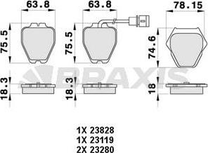 Braxis AB0462 - Brake Pad Set, disc brake autospares.lv