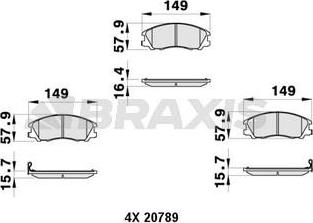 Braxis AB0404 - Brake Pad Set, disc brake autospares.lv