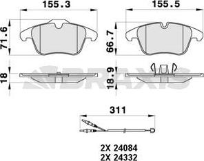 Braxis AB0401 - Brake Pad Set, disc brake autospares.lv