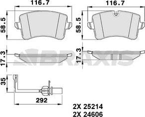 Braxis AB0484 - Brake Pad Set, disc brake autospares.lv