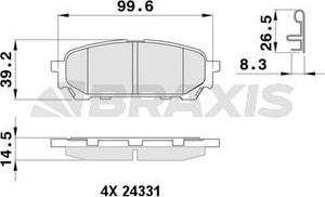 Braxis AB0483 - Brake Pad Set, disc brake autospares.lv