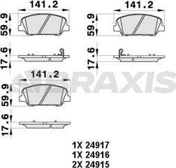 Braxis AB0425 - Brake Pad Set, disc brake autospares.lv