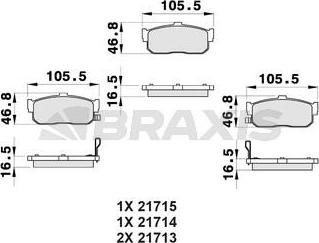 Braxis AB0479 - Brake Pad Set, disc brake autospares.lv