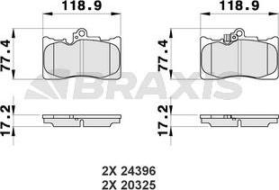 Braxis AB0476 - Brake Pad Set, disc brake autospares.lv