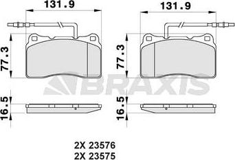 Braxis AB0472 - Brake Pad Set, disc brake autospares.lv