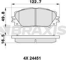 Braxis AB0537 - Brake Pad Set, disc brake autospares.lv