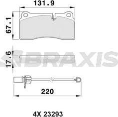 Braxis AB0525 - Brake Pad Set, disc brake autospares.lv