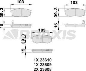 Braxis AB0523 - Brake Pad Set, disc brake autospares.lv