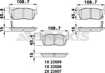 Braxis AB0095 - Brake Pad Set, disc brake autospares.lv