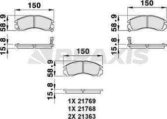 Braxis AB0090 - Brake Pad Set, disc brake autospares.lv