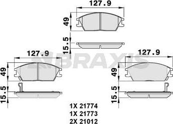 Braxis AB0044 - Brake Pad Set, disc brake autospares.lv