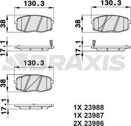 Braxis AB0053 - Brake Pad Set, disc brake autospares.lv