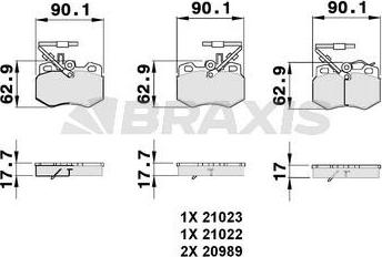 Braxis AB0062 - Brake Pad Set, disc brake autospares.lv