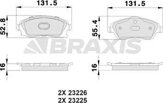 Braxis AB0007 - Brake Pad Set, disc brake autospares.lv