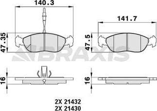 Braxis AB0016 - Brake Pad Set, disc brake autospares.lv