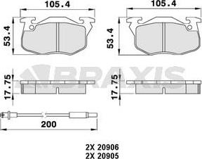 Braxis AB0011 - Brake Pad Set, disc brake autospares.lv