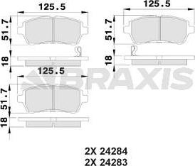 Braxis AB0017 - Brake Pad Set, disc brake autospares.lv